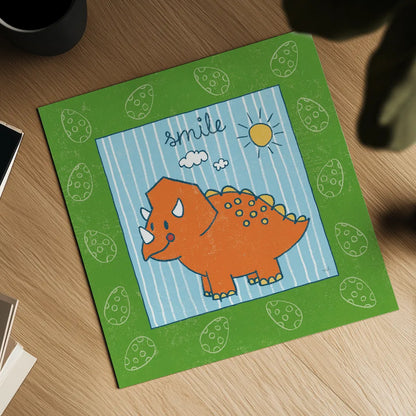 Dino Mighty III by Moira Hershey. Shown as a detailed flat fine art print, highlighting archival giclee quality. Available as an archival giclee rolled canvas, fine art paper, or poster print. SKU 16321a.