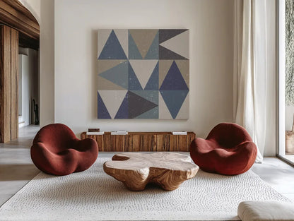 Directional I by Moira Hershey. Shown as extra-large giant wall art in a modern living room. Available as an archival giclee rolled canvas, fine art paper, or poster print. SKU 68431a.