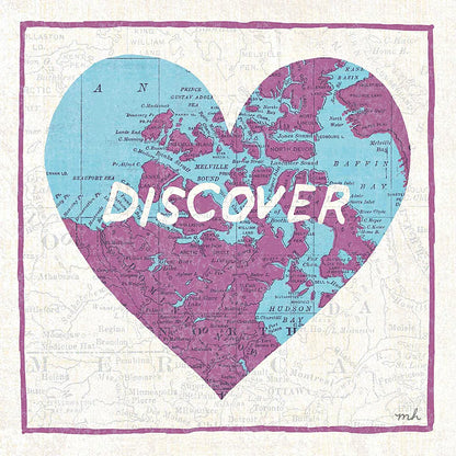 Discover Map by Moira Hershey. SKU 38381a. Archival Giclee Fine art print for wall decor.