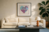 Discover Map by Moira Hershey. Displayed in a glass frame with matte in a clean modern living room. Available as an archival giclee rolled canvas, fine art paper, or poster print. SKU 38381a.