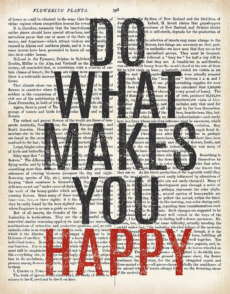 Do What Makes You Happy Newsprint Red by Moira Hershey