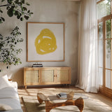 Doodles IV by Moira Hershey. Shown in a natural wood frame in a cozy modern living room. Available as an archival giclee rolled canvas, fine art paper, or poster print. SKU 54150a.