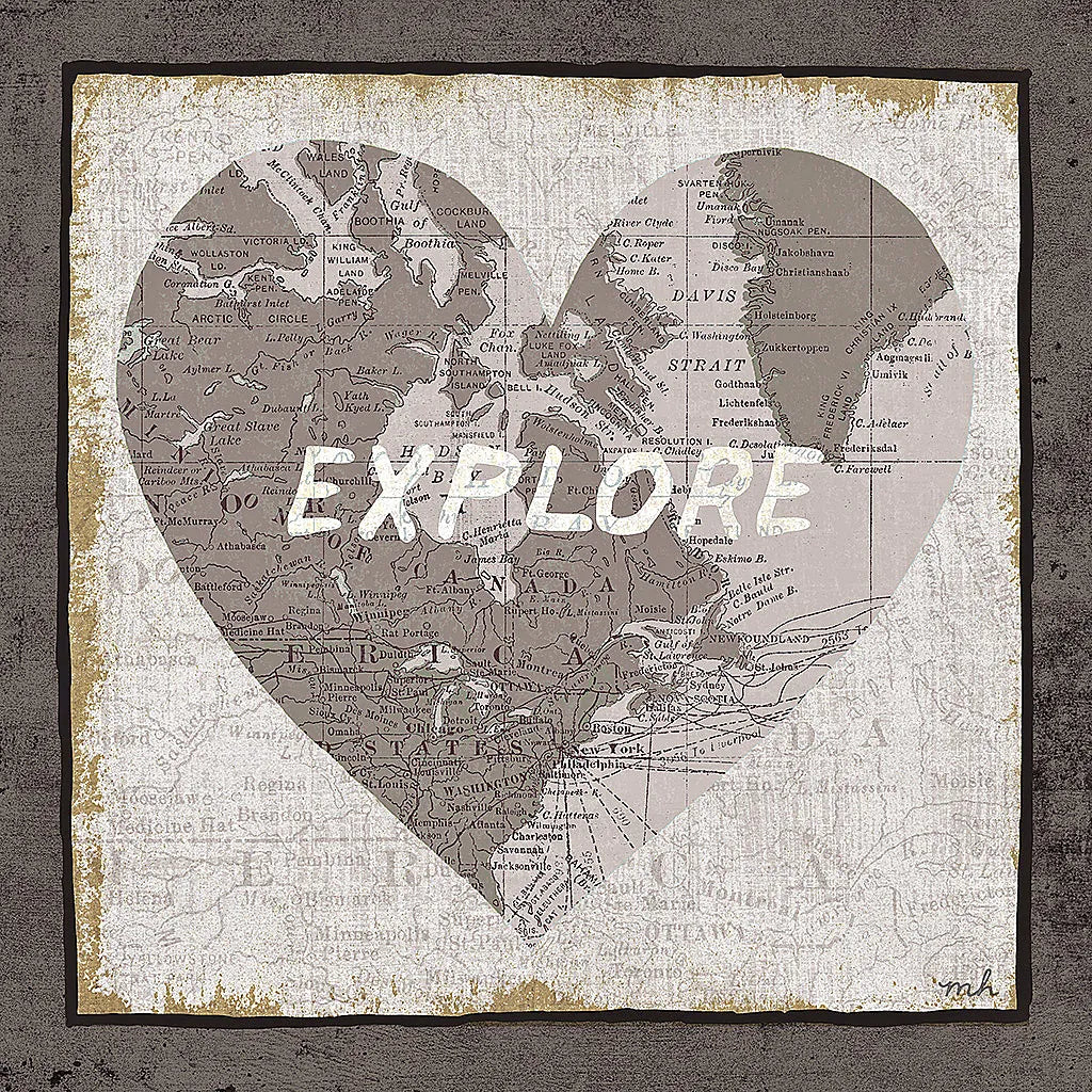 Explore Map v2 by Moira Hershey. SKU 38378a. Archival Giclee Fine art print for wall decor.