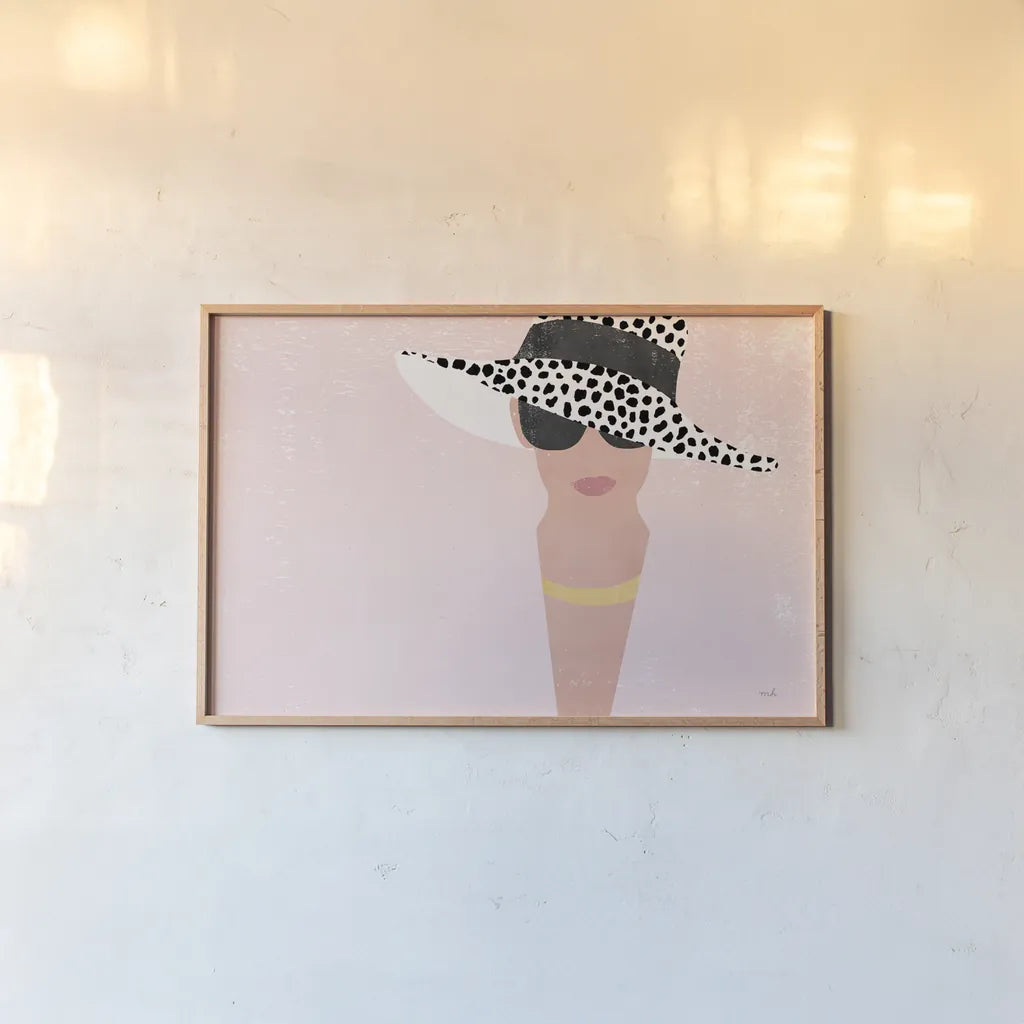 Fashion Forward Blush by Moira Hershey. shown as a paper print in a natural frame. Available as a archival giclee rolled canvas, fine art paper, or poster print. SKU 67597i.