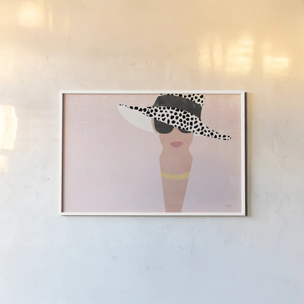 Fashion Forward Blush by Moira Hershey. shown as a paper print in a white frame. Available as a archival giclee rolled canvas, fine art paper, or poster print. SKU 67597i.