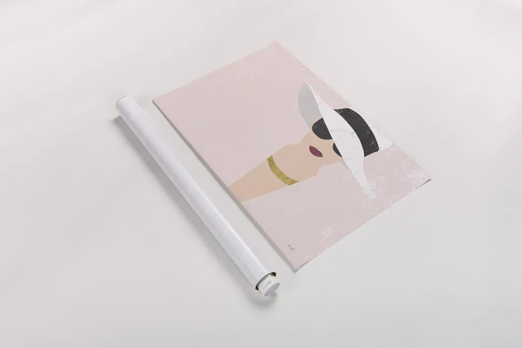 Fashion Forward Rose Gold by Moira Hershey. shown as a rolled paper print. Available as archival giclee rolled canvas, fine art paper, or poster print. SKU 69067i.