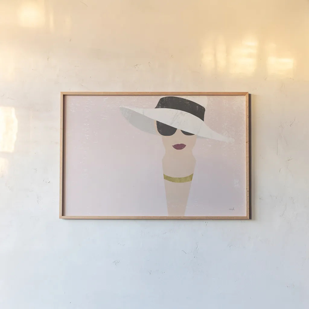 Fashion Forward Rose Gold by Moira Hershey. shown as a paper print in a natural frame. Available as a archival giclee rolled canvas, fine art paper, or poster print. SKU 69067i.