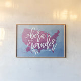 Geo Map Boho II by Moira Hershey. shown as a paper print in a natural frame. Available as a archival giclee rolled canvas, fine art paper, or poster print. SKU 35959i.