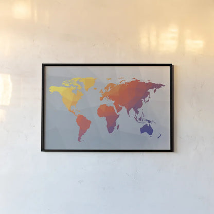 Geo Map I by Moira Hershey. shown as a paper print in a black flame. Available as a archival giclee rolled canvas, fine art paper, or poster print. SKU 35956i.