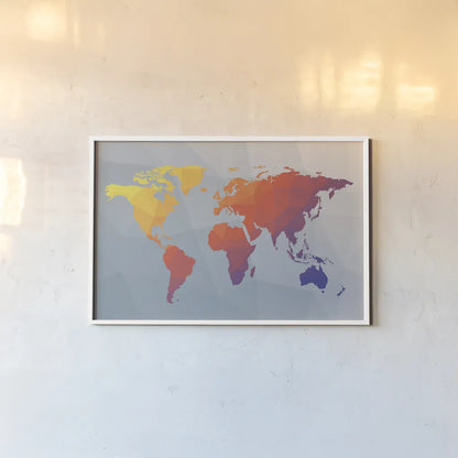 Geo Map I by Moira Hershey. shown as a paper print in a white frame. Available as a archival giclee rolled canvas, fine art paper, or poster print. SKU 35956i.