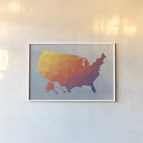 Geo Map II by Moira Hershey. shown as a paper print in a white frame. Available as a archival giclee rolled canvas, fine art paper, or poster print. SKU 35957i.