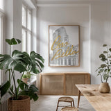 Gilded Rome by Moira Hershey. shown as a print in a natural wood frame in a dining room. Available as a archival giclee rolled canvas, fine art paper, or poster print. SKU 38419h.