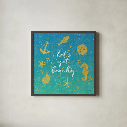 Golden Sea I by Moira Hershey. Shown in a sleek black glass frame for a contemporary gallery look. Available as an archival giclee rolled canvas, fine art paper, or poster print. SKU 18842a.