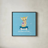 Good Dogs Chihuahua by Moira Hershey. Shown in a sleek black glass frame for a contemporary gallery look. Available as an archival giclee rolled canvas, fine art paper, or poster print. SKU 21235a.