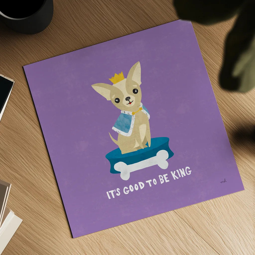 Good Dogs Chihuahua Bright by Moira Hershey. Shown as a detailed flat fine art print, highlighting archival giclee quality. Available as an archival giclee rolled canvas, fine art paper, or poster print. SKU 21627a.