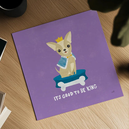 Good Dogs Chihuahua Bright by Moira Hershey. Shown as a detailed flat fine art print, highlighting archival giclee quality. Available as an archival giclee rolled canvas, fine art paper, or poster print. SKU 21627a.