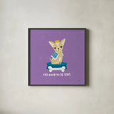 Good Dogs Chihuahua Bright by Moira Hershey. Shown in a sleek black glass frame for a contemporary gallery look. Available as an archival giclee rolled canvas, fine art paper, or poster print. SKU 21627a.