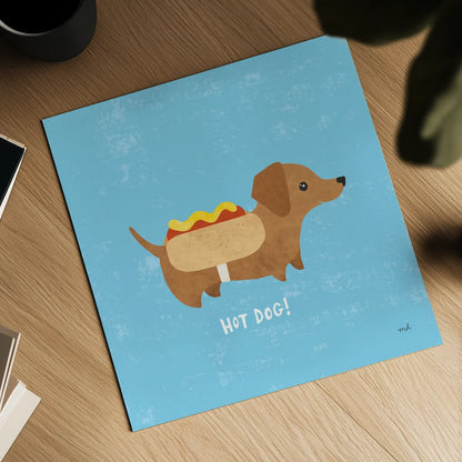 Good Dogs Dachshound by Moira Hershey. Shown as a detailed flat fine art print, highlighting archival giclee quality. Available as an archival giclee rolled canvas, fine art paper, or poster print. SKU 21237a.