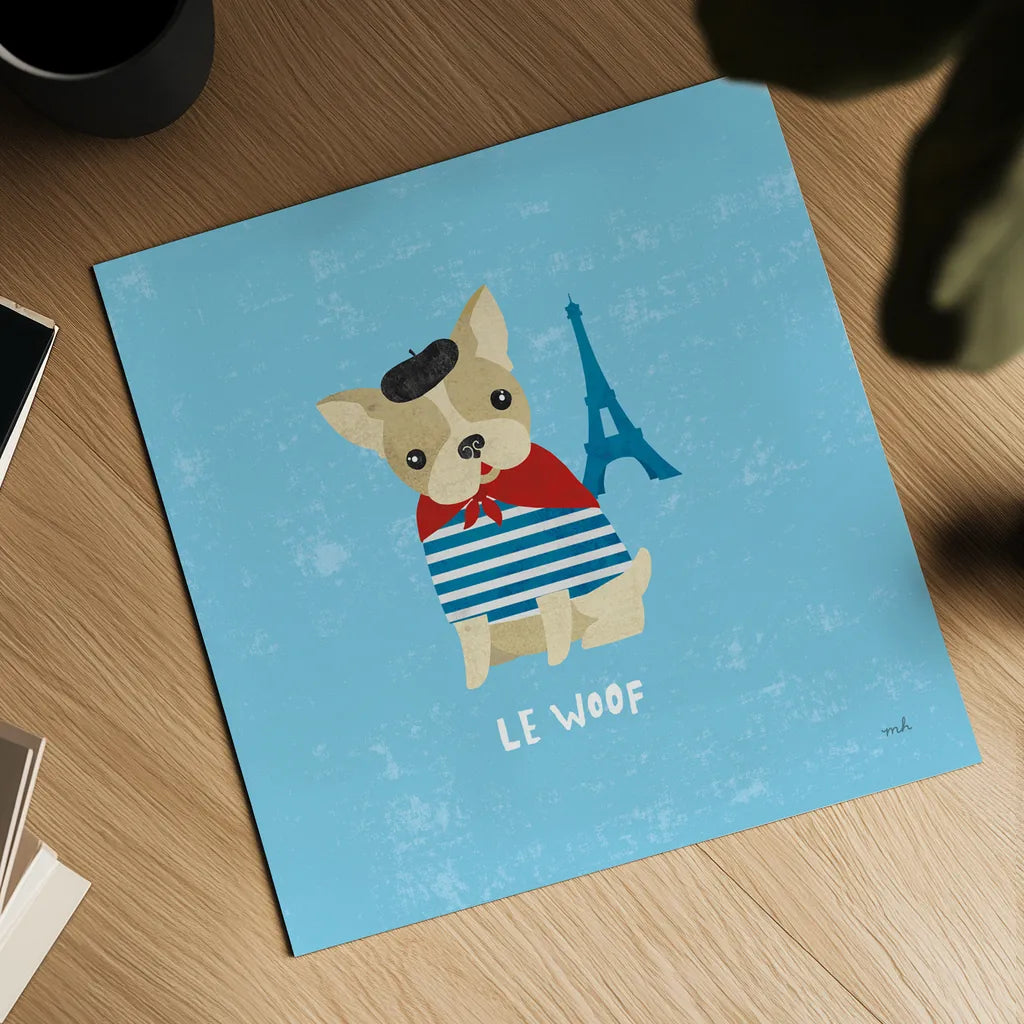 Good Dogs French Buldog by Moira Hershey. Shown as a detailed flat fine art print, highlighting archival giclee quality. Available as an archival giclee rolled canvas, fine art paper, or poster print. SKU 21238a.