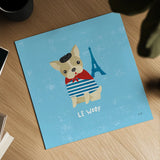 Good Dogs French Buldog by Moira Hershey. Shown as a detailed flat fine art print, highlighting archival giclee quality. Available as an archival giclee rolled canvas, fine art paper, or poster print. SKU 21238a.