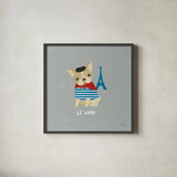 Good Dogs French Bulldog Gray by Moira Hershey. Shown in a sleek black glass frame for a contemporary gallery look. Available as an archival giclee rolled canvas, fine art paper, or poster print. SKU 19093a.