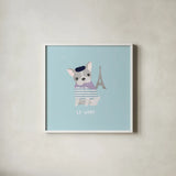 Good Dogs French Bulldog Pastel by Moira Hershey. Shown in a crisp white glass frame for a clean and minimalist style. Available as an archival giclee rolled canvas, fine art paper, or poster print. SKU 58710a.