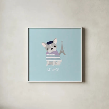 Good Dogs French Bulldog Pastel by Moira Hershey. Shown in a crisp white glass frame for a clean and minimalist style. Available as an archival giclee rolled canvas, fine art paper, or poster print. SKU 58710a.