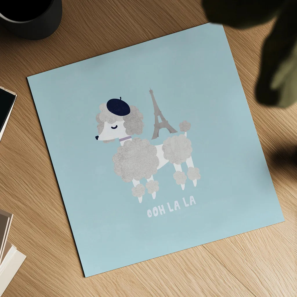 Good Dogs French Poodle Pastel by Moira Hershey. Shown as a detailed flat fine art print, highlighting archival giclee quality. Available as an archival giclee rolled canvas, fine art paper, or poster print. SKU 58711a.