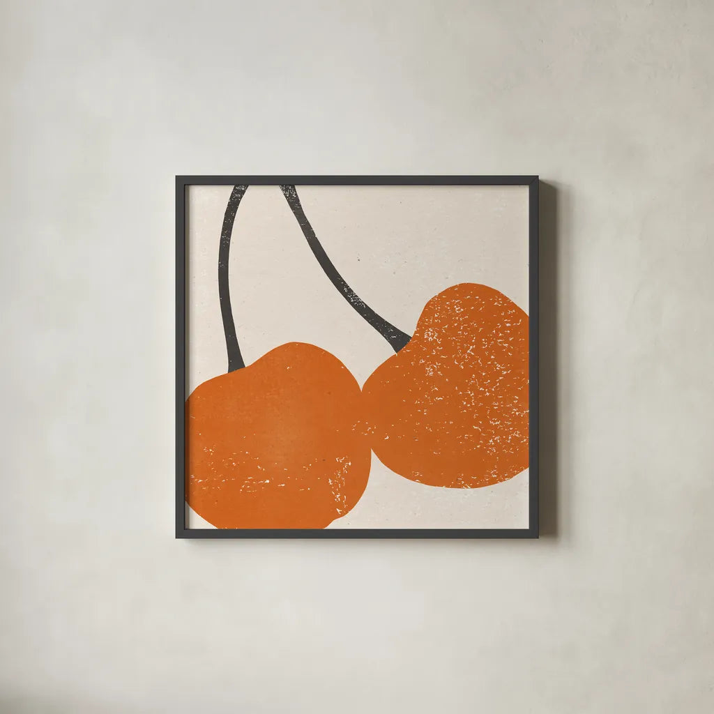 Graphic Fruit III by Moira Hershey. Shown in a sleek black glass frame for a contemporary gallery look. Available as an archival giclee rolled canvas, fine art paper, or poster print. SKU 67151a.