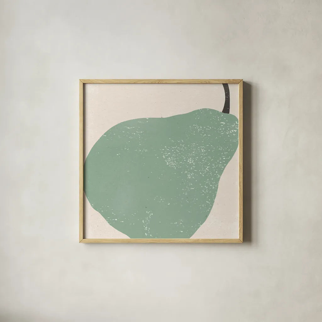 Graphic Fruit IV by Moira Hershey. Shown in a natural wood glass frame for a timeless modern aesthetic. Available as an archival giclee rolled canvas, fine art paper, or poster print. SKU 67152a.