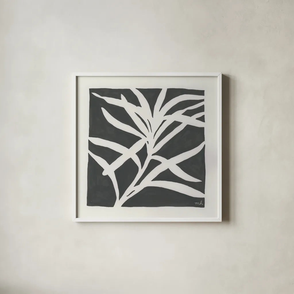 Growing Gray by Moira Hershey. Shown in a crisp white glass frame for a clean and minimalist style. Available as an archival giclee rolled canvas, fine art paper, or poster print. SKU 79799a.
