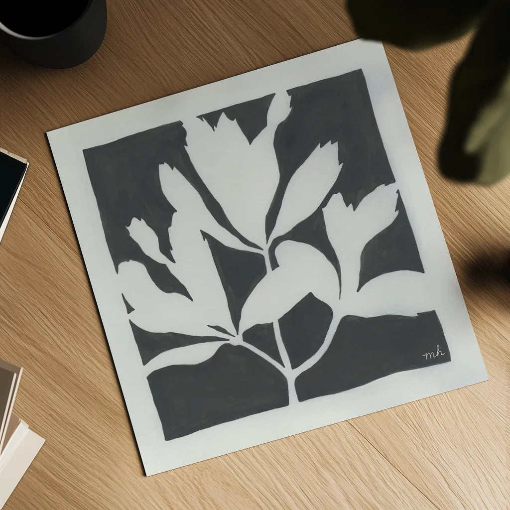 Growing II Gray by Moira Hershey. Shown as a detailed flat fine art print, highlighting archival giclee quality. Available as an archival giclee rolled canvas, fine art paper, or poster print. SKU 79800a.