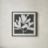 Growing II Gray by Moira Hershey. Shown in a sleek black glass frame for a contemporary gallery look. Available as an archival giclee rolled canvas, fine art paper, or poster print. SKU 79800a.