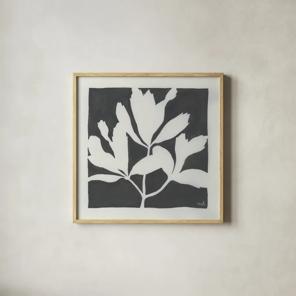 Growing II Gray by Moira Hershey. Shown in a natural wood glass frame for a timeless modern aesthetic. Available as an archival giclee rolled canvas, fine art paper, or poster print. SKU 79800a.