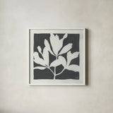 Growing II Gray by Moira Hershey. Shown in a crisp white glass frame for a clean and minimalist style. Available as an archival giclee rolled canvas, fine art paper, or poster print. SKU 79800a.