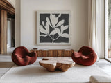 Growing II Gray by Moira Hershey. Shown as extra-large giant wall art in a modern living room. Available as an archival giclee rolled canvas, fine art paper, or poster print. SKU 79800a.