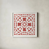 Hacienda Tile I by Moira Hershey. Shown in a crisp white glass frame for a clean and minimalist style. Available as an archival giclee rolled canvas, fine art paper, or poster print. SKU 34519a.