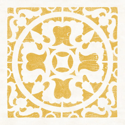 Hacienda Tile I Golden Yellow by Moira Hershey. SKU 59361a. Archival Giclee Fine art print for wall decor.