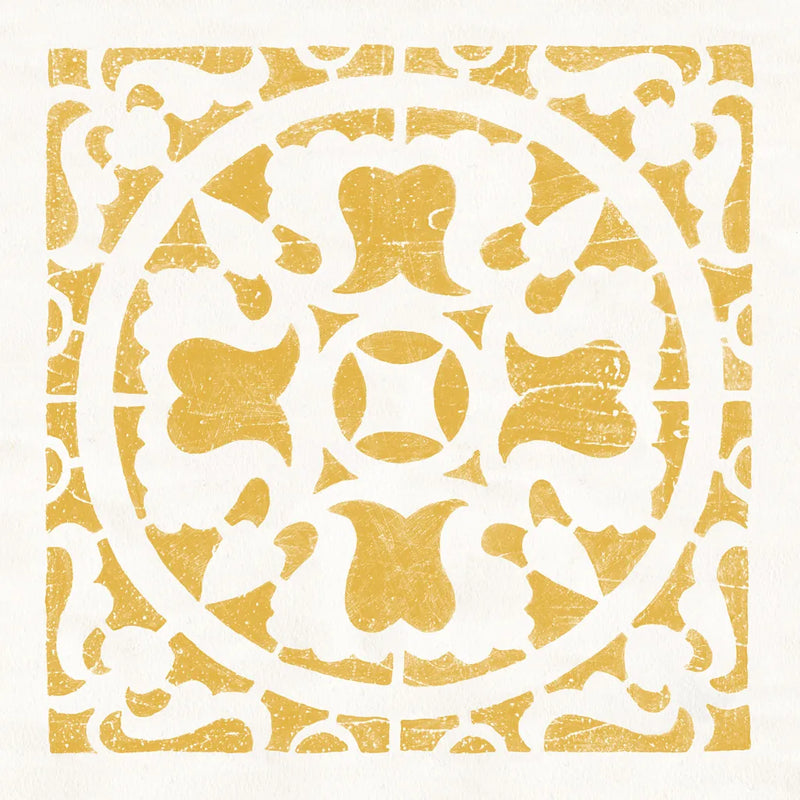 Hacienda Tile I Golden Yellow by Moira Hershey. SKU 59361a. Archival Giclee Fine art print for wall decor.