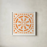 Hacienda Tile II by Moira Hershey. Shown in a crisp white glass frame for a clean and minimalist style. Available as an archival giclee rolled canvas, fine art paper, or poster print. SKU 34520a.