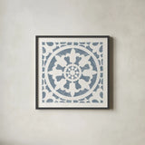 Hacienda Tile II Bluestone by Moira Hershey. Shown in a sleek black glass frame for a contemporary gallery look. Available as an archival giclee rolled canvas, fine art paper, or poster print. SKU 59362a.