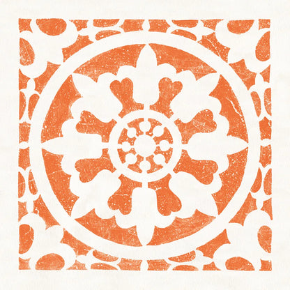 Hacienda Tile II Bright Orange by Moira Hershey. SKU 37021a. Archival Giclee Fine art print for wall decor.