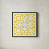 Hacienda Tile III by Moira Hershey. Shown in a sleek black glass frame for a contemporary gallery look. Available as an archival giclee rolled canvas, fine art paper, or poster print. SKU 34521a.