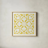 Hacienda Tile III by Moira Hershey. Shown in a natural wood glass frame for a timeless modern aesthetic. Available as an archival giclee rolled canvas, fine art paper, or poster print. SKU 34521a.