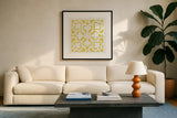 Hacienda Tile III by Moira Hershey. Displayed in a glass frame with matte in a clean modern living room. Available as an archival giclee rolled canvas, fine art paper, or poster print. SKU 34521a.
