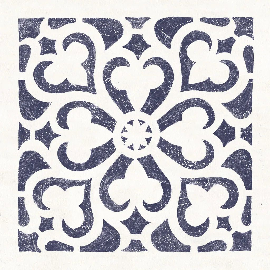 Hacienda Tile III Navy by Moira Hershey. SKU 59363a. Archival Giclee Fine art print for wall decor.
