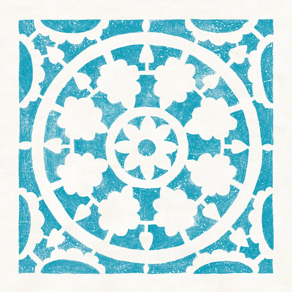 Hacienda Tile VI Turquoise by Moira Hershey. SKU 37023a. Archival Giclee Fine art print for wall decor.