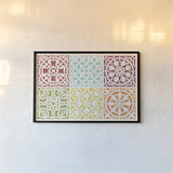 Hacienda Tile VII by Moira Hershey. shown as a paper print in a black flame. Available as a archival giclee rolled canvas, fine art paper, or poster print. SKU 34618i.