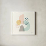 Happy Thoughts I by Moira Hershey. Shown in a crisp white glass frame for a clean and minimalist style. Available as an archival giclee rolled canvas, fine art paper, or poster print. SKU 47272a.