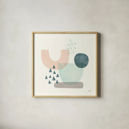 Happy Thoughts II by Moira Hershey. Shown in a natural wood glass frame for a timeless modern aesthetic. Available as an archival giclee rolled canvas, fine art paper, or poster print. SKU 47273a.